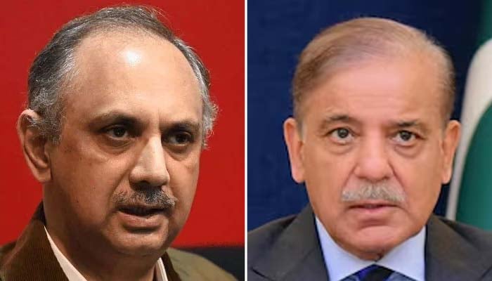A collage showing PM Shehbaz Sharif (right) and National Assembly Opposition Leader Omar Ayub. — AFP/Reuters/File
